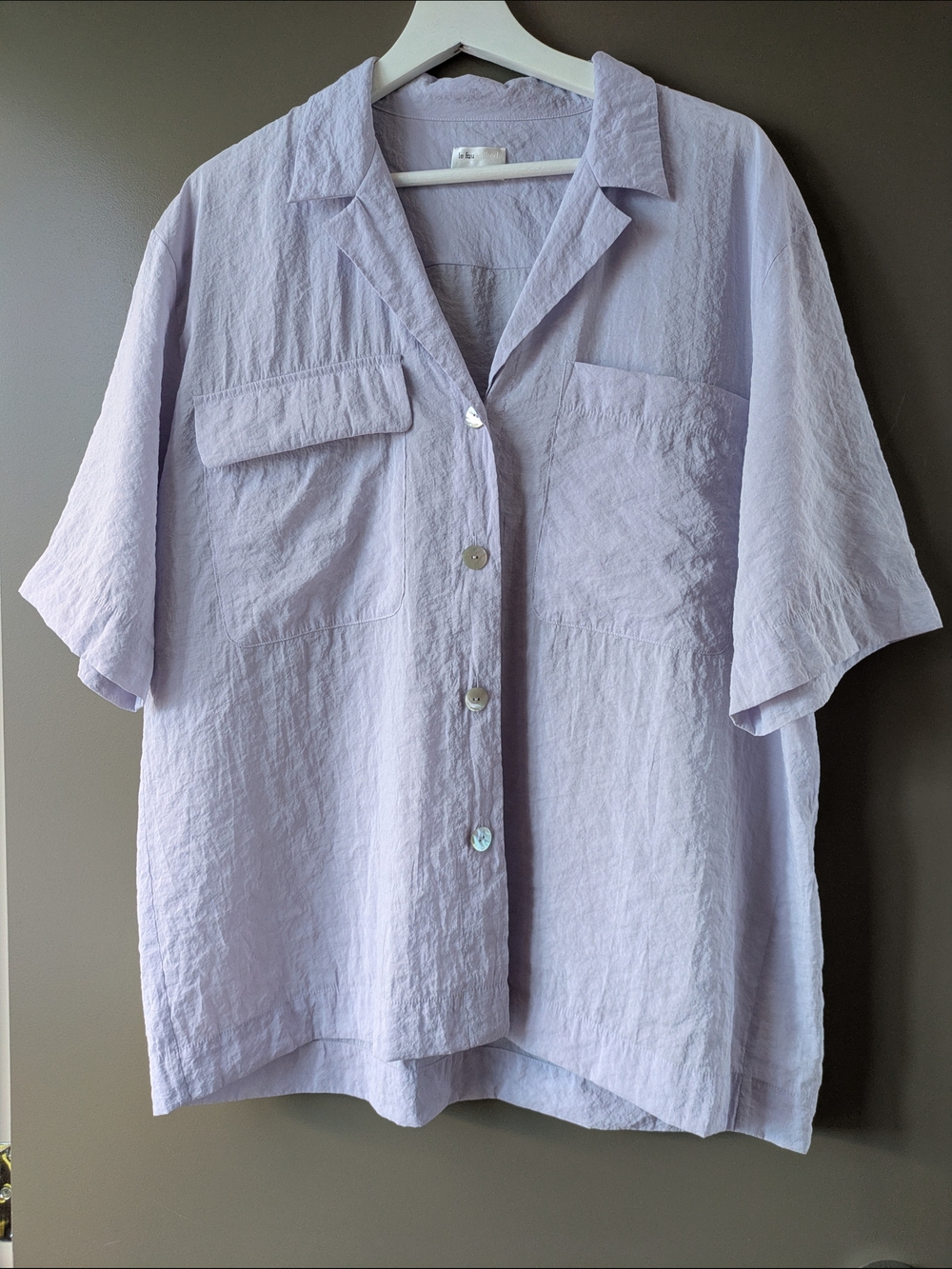 Aritzia Wilfred Le Fou Freeform Shirt Silk Blend Ashen Lilac Oversized Top Small